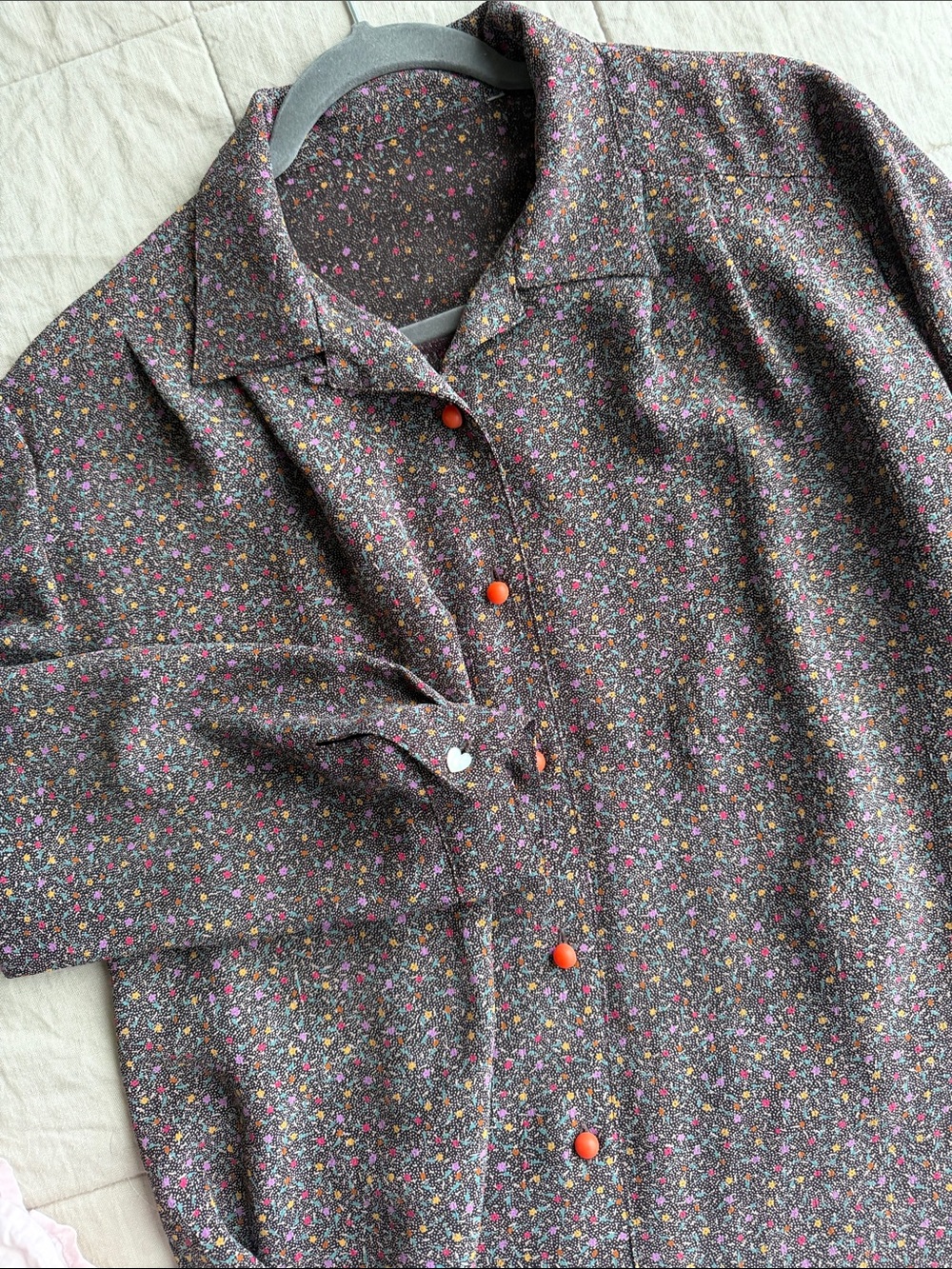Vintage Button-Up Blouse in Multi Floral Print